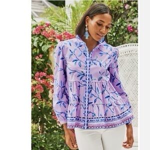 Lilly Pulitzer Kennia Stretch Top Purple Iris Slathouse Jungle Engineered
